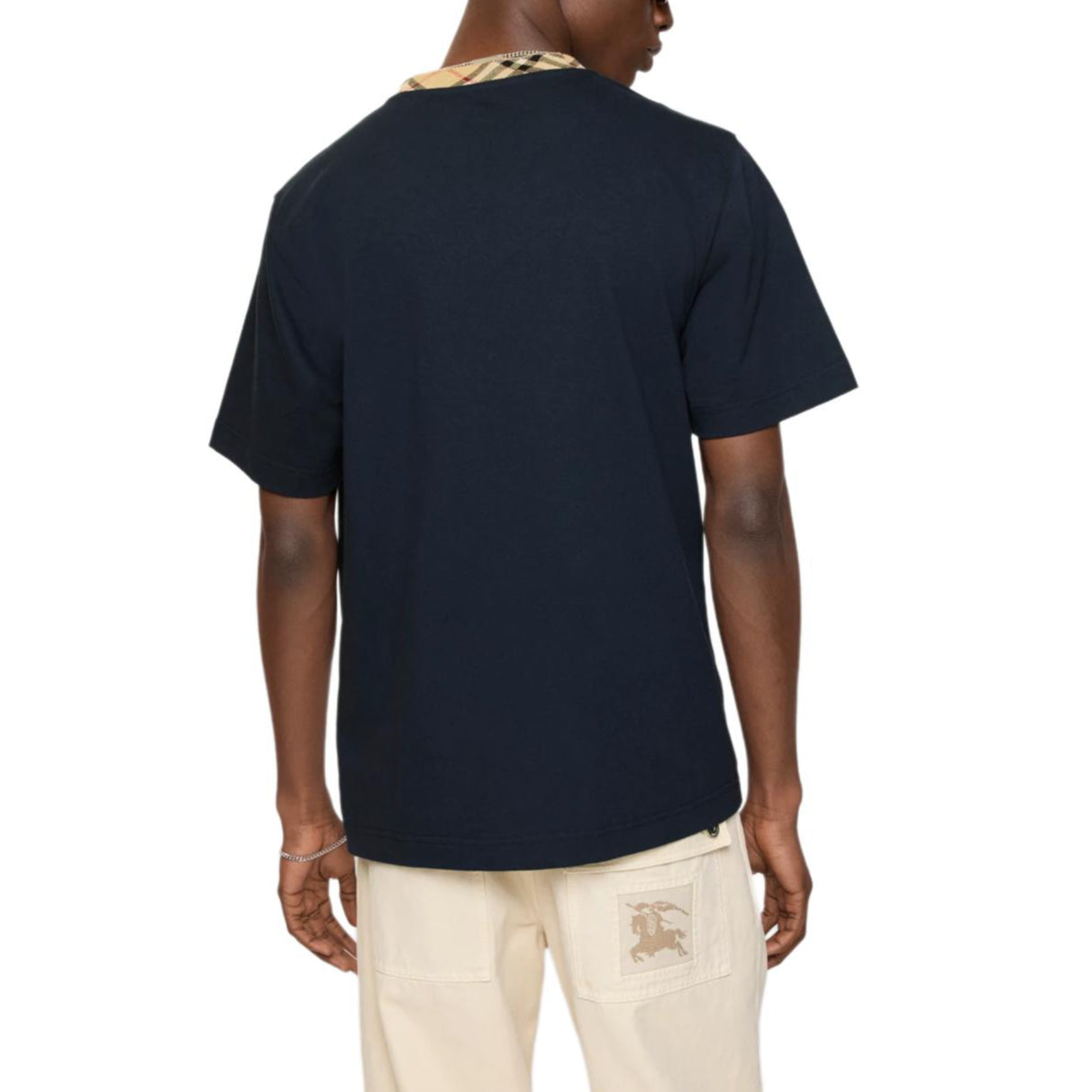 Burberry 26 Check Trim Cotton T-shirt 'Navy' 81189591