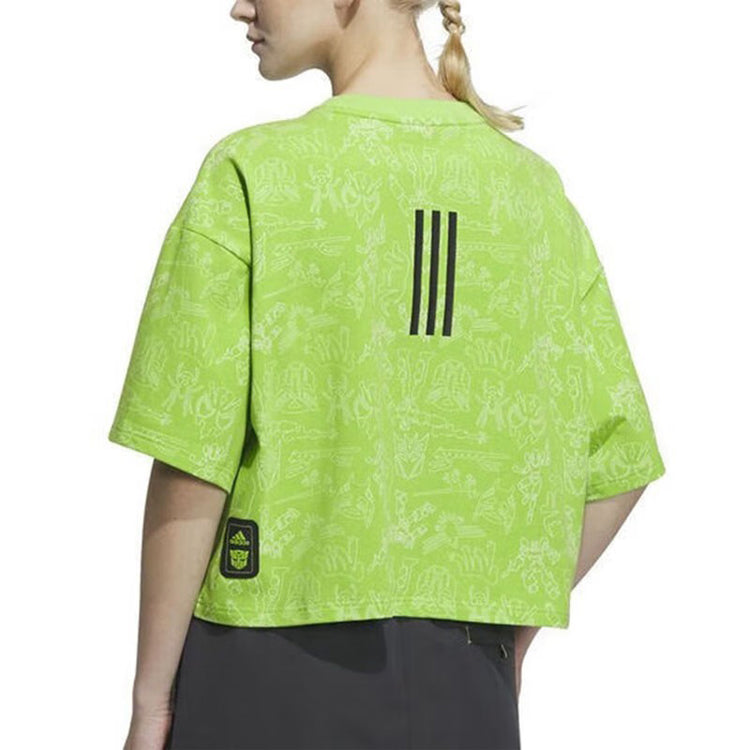 (WMNS) adidas x Transformers Cropped Tee 'Green' IK3476