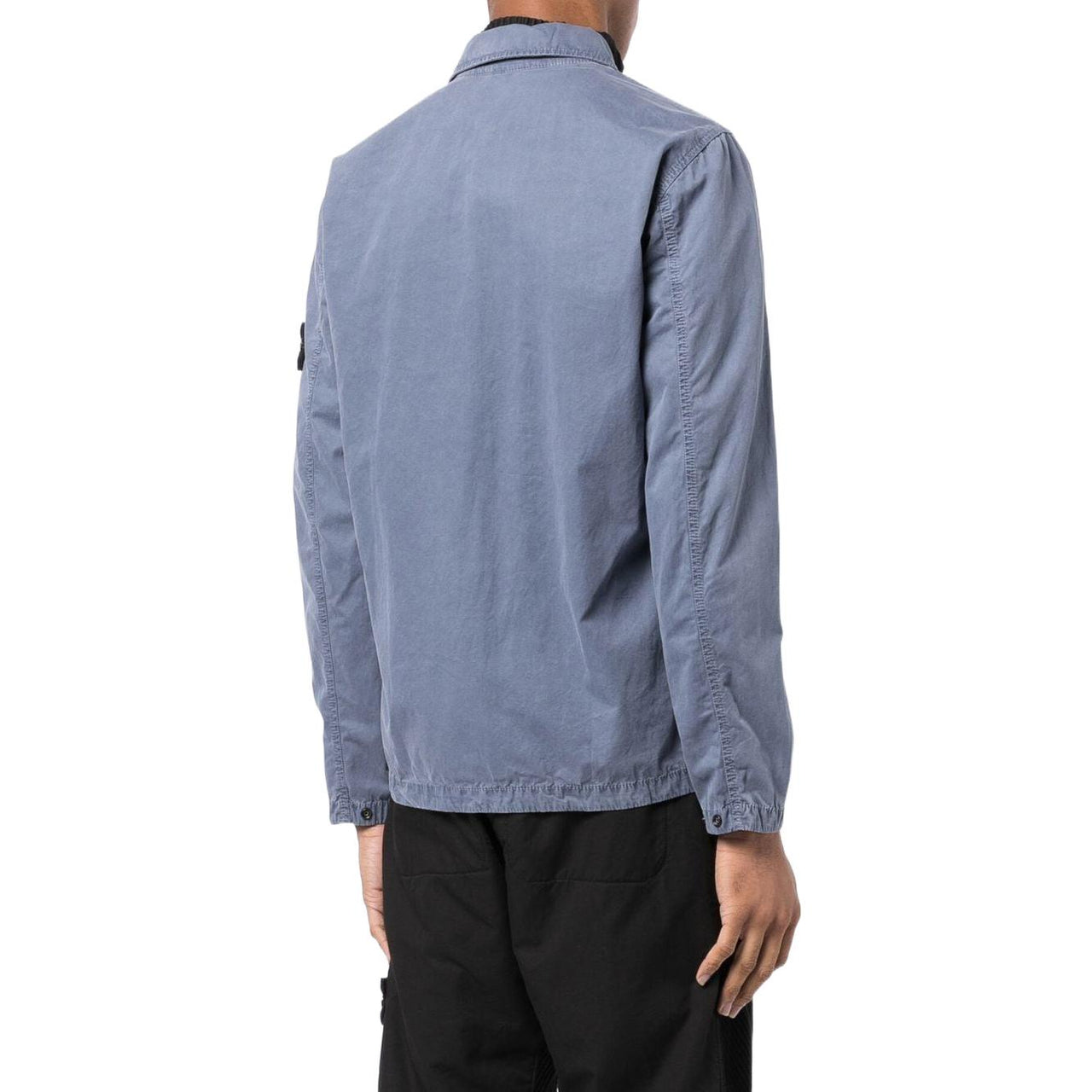 STONE ISLAND Brushed Cotton Canvas Zip Overshirt 'Dark Blue' 7715101WN-V0124