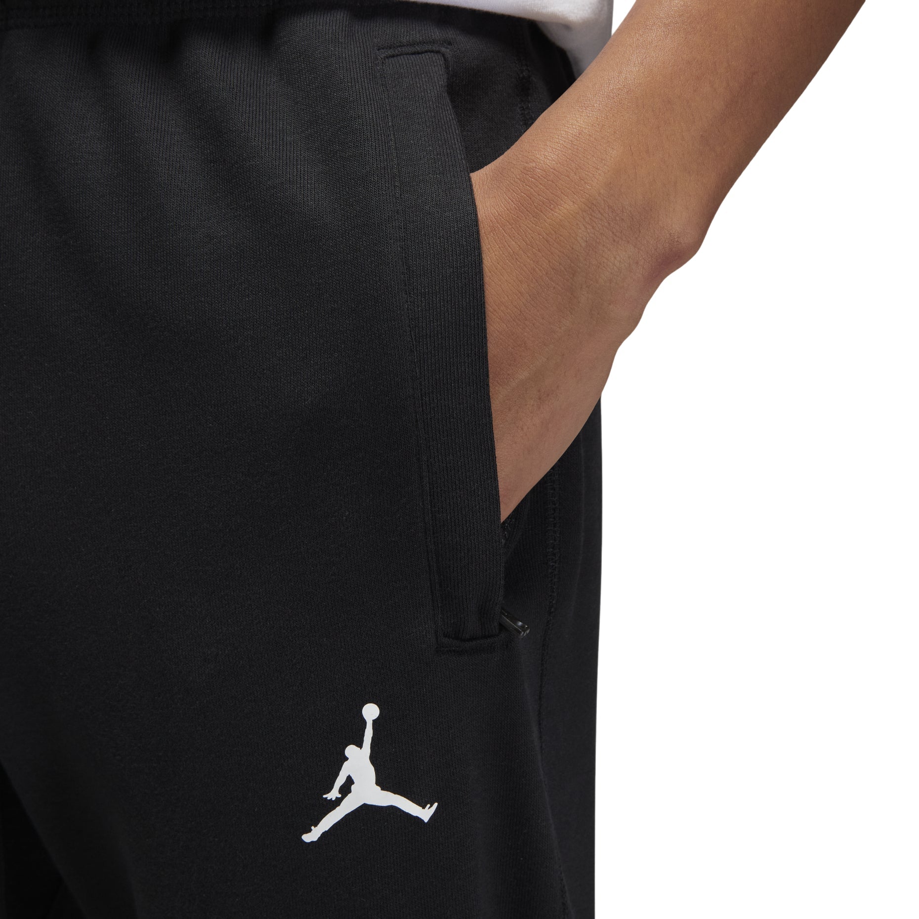 Men's Air Jordan Solid Color Logo Printing Lacing Bundle Feet Casual Sports Pants/Trousers/Joggers Autumn Black DQ7333-010
