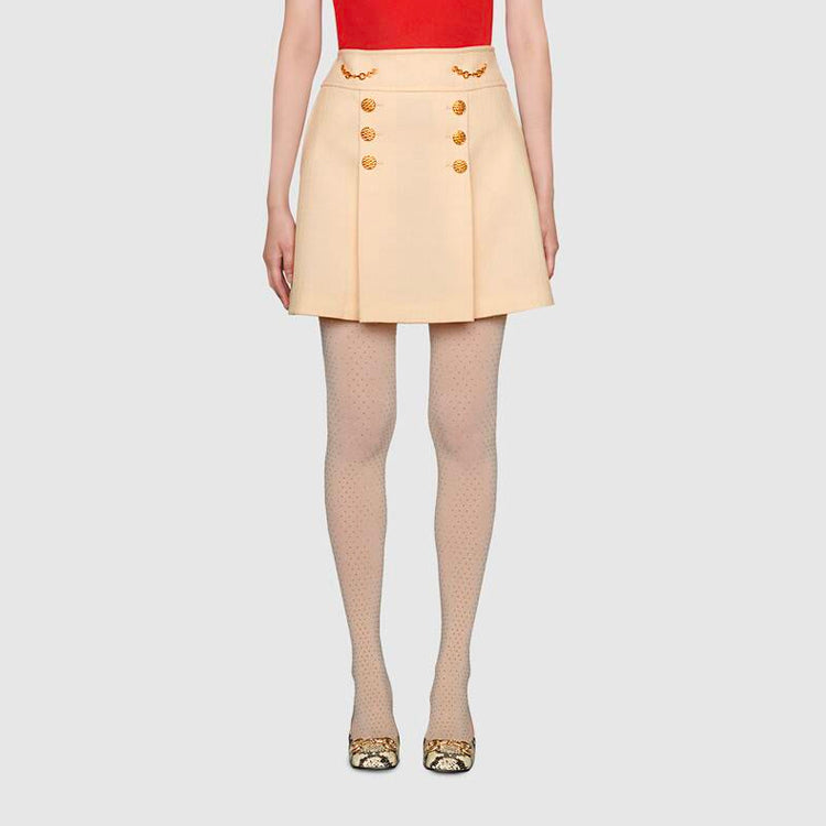 (WMNS) Gucci Horseback Buckle Diamond Wool Skirt For White 643330-ZAF5T-9205