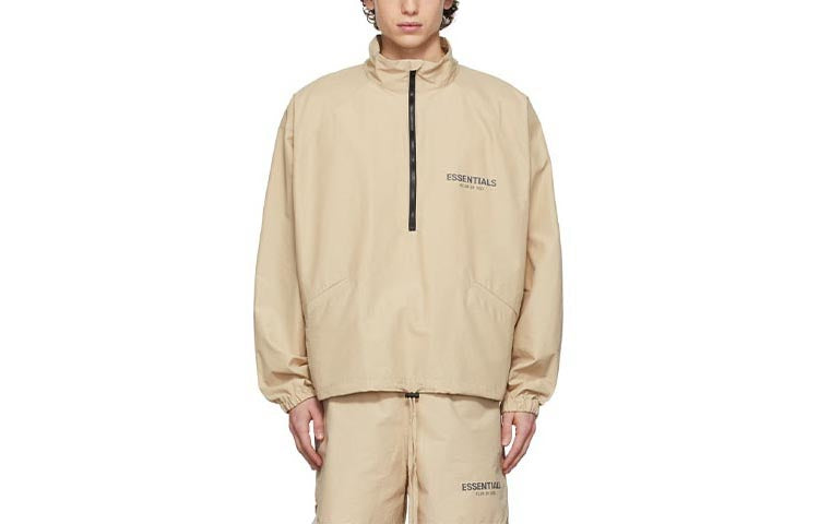 Fear of God Essentials FW21 Half-zip Track Jacket Beige/Linen FOG-FW21-104