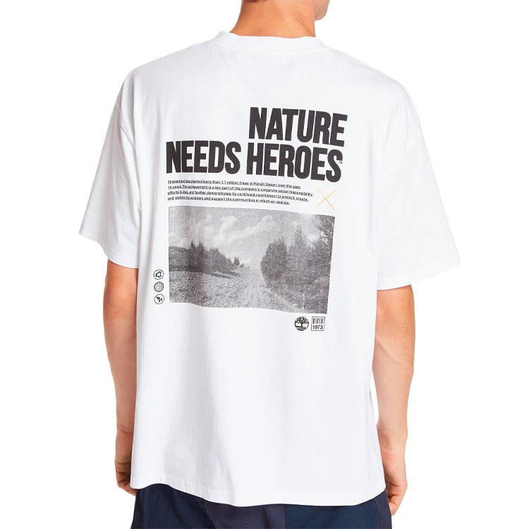 Timberland SS20 Earth Pattern Printing Short Sleeve Couple Style White A2112100