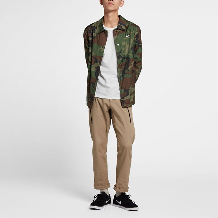 Men's Nike Camouflage Logo Woven Jacket Autumn Military Green AT9913-222