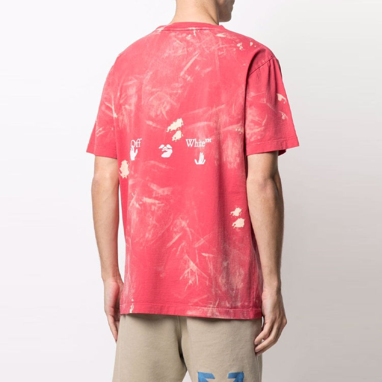 Off-White SS21 Logo Printing Short Sleeve Loose Fit Red OMAA027S21JER0012501