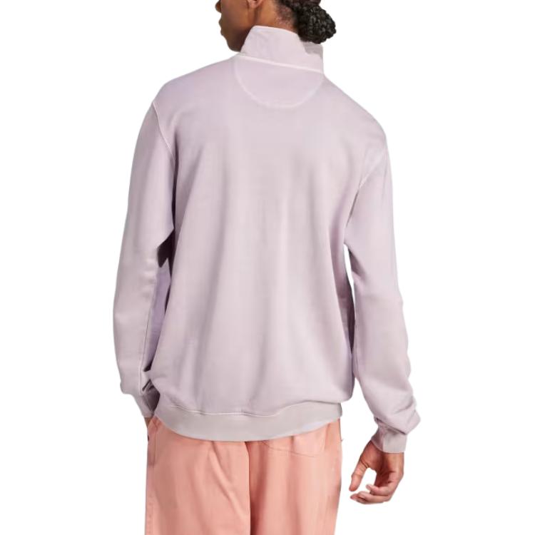 adidas Trefoil Essentials+ Dye Half Zip Crew Sweatshirt Asia Sizing 'Light Purple' IS1745