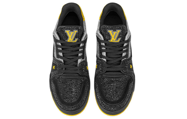 LOUIS VUITTON LV Trainers 'Black Grey Yellow Crystals' 1A9JXJ