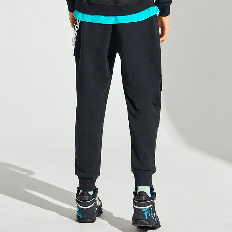 FILA FUSION Embroidered Logo Loose Knit Casual Jogger Pants Black T11M113604F-BK
