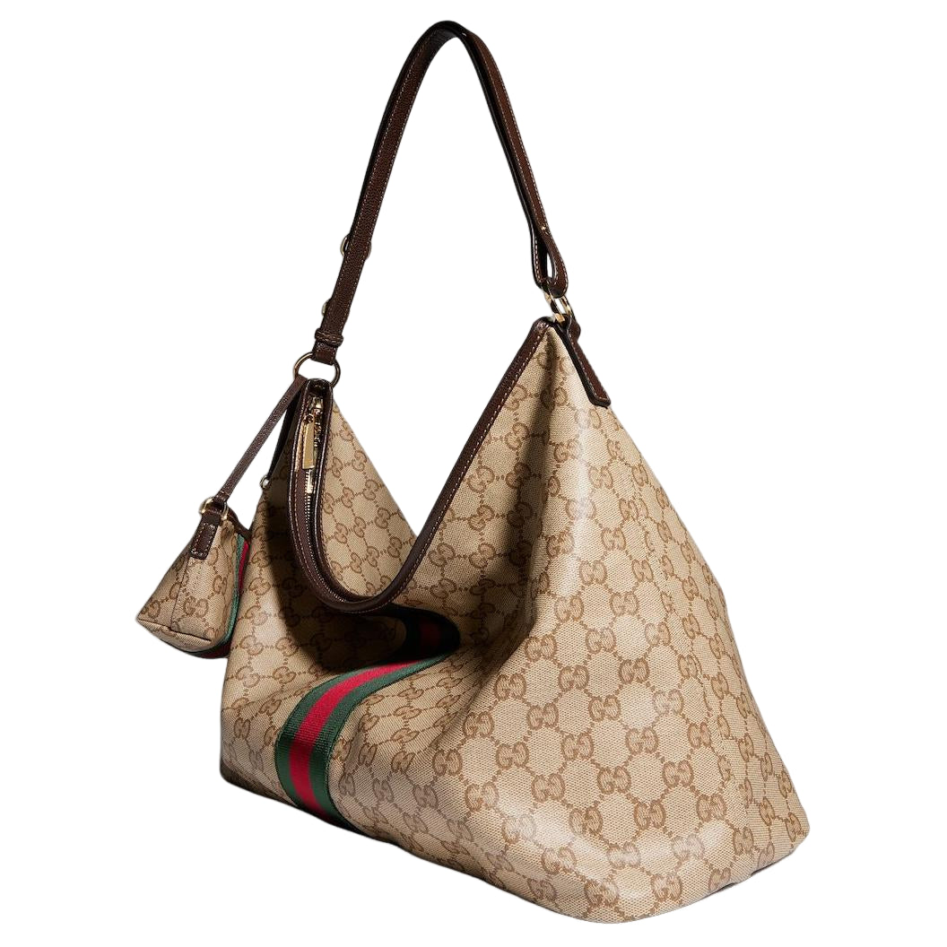 (WMNS) Gucci Large Shoulder Bag with Web 'Sand Dark Brown' A008NS-FAGK6-8547