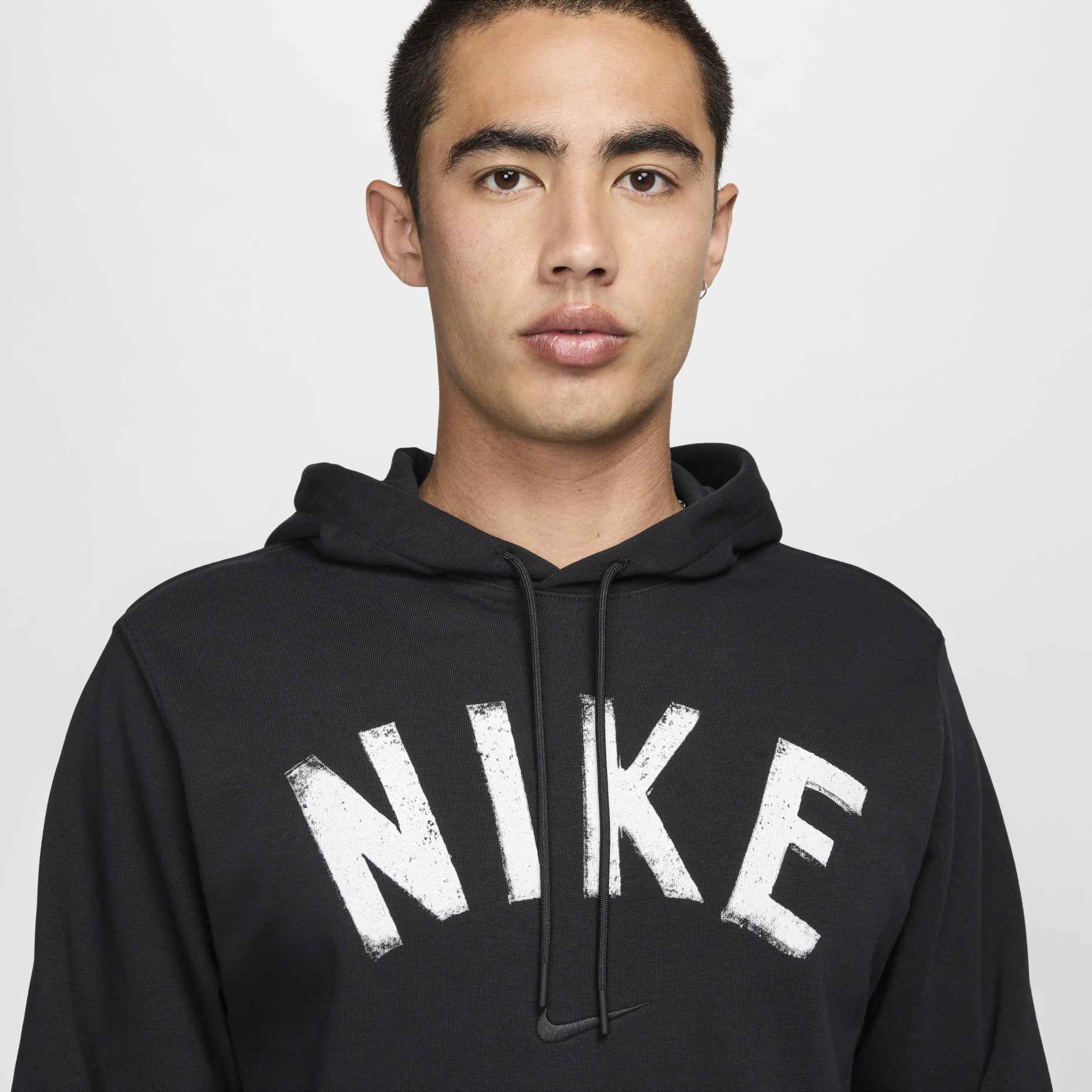 Nike Swoosh Dri-FIT French Terry Pullover Fitness Hoodie Asia Sizing 'Black White' FV9920-010