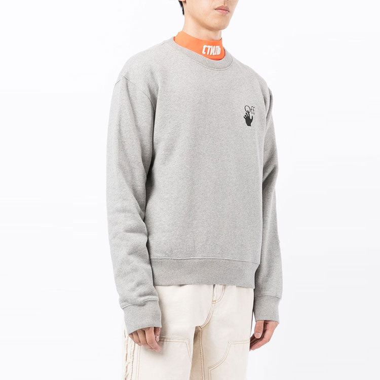Men's Off-White FW21 Chest Logo Printing Back Arrow Pattern Long Sleeves Loose Fit Gray OMBA025F21FLE0060810