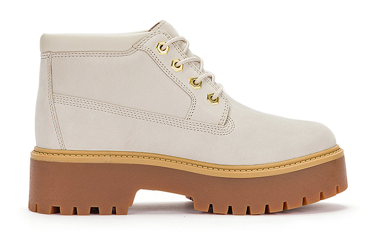 (WMNS) Timberland Stone Street Mid Lace Up Waterproof Boots 'White Nubuck' A64FRW