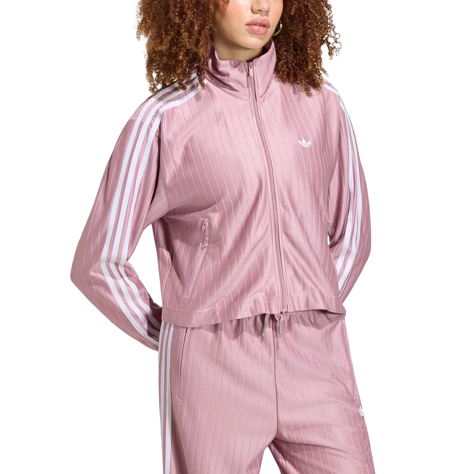 (WMNS) adidas Firebird Pinstripe Track Jacket Asia Sizing 'Magic Mauve Silver Metallic' KR9577