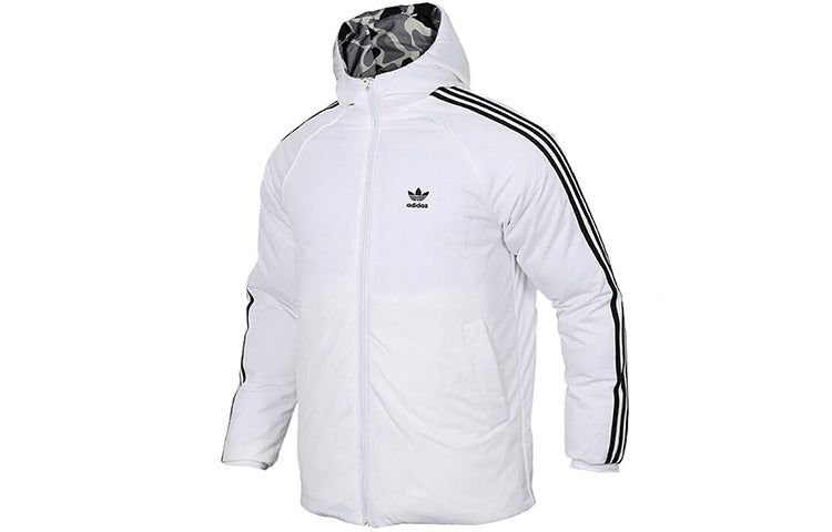 adidas originals Sports Camouflage Printing Splicing Reversible hooded down Jacket White DP8550