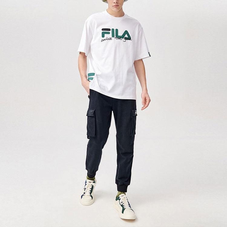 FILA FUSION Casual Sports Round Neck Loose Short Sleeve White T11M123102F-WT