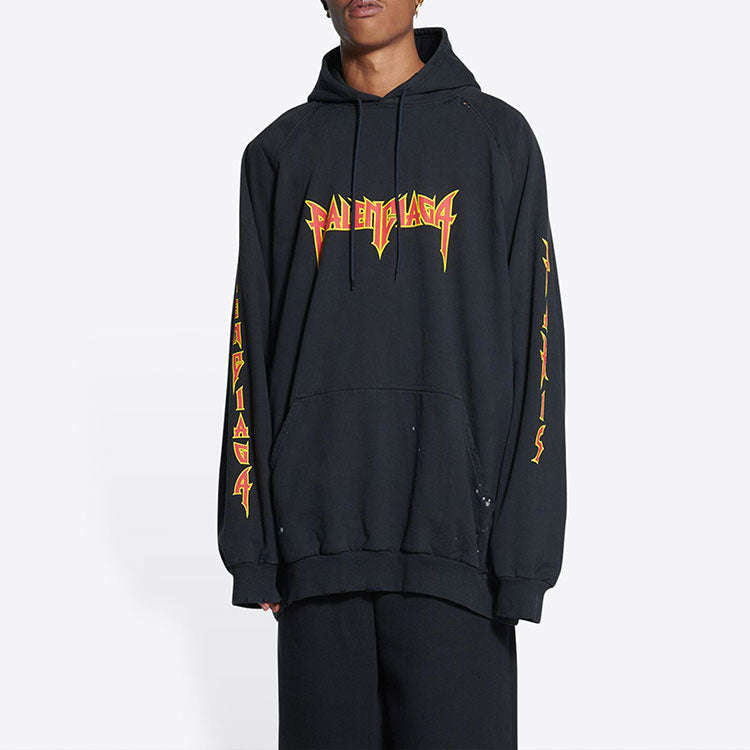 Balenciaga SBalenciaga Metallica Hoodie Oversized Fit 'Black Orange' 697879TMV891055
