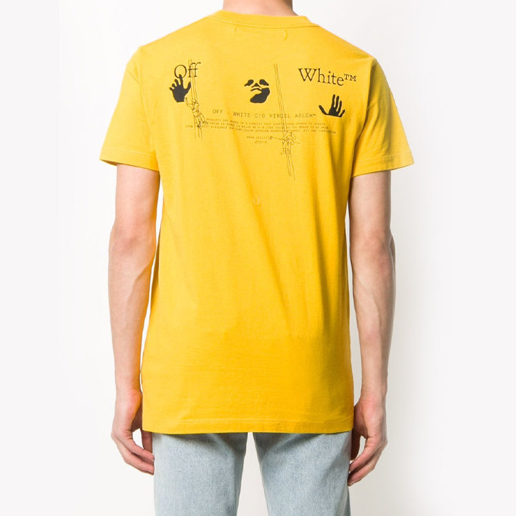 Men's Off-White Logo Workers Yellow T-Shirt OMAA027E20JER0031810