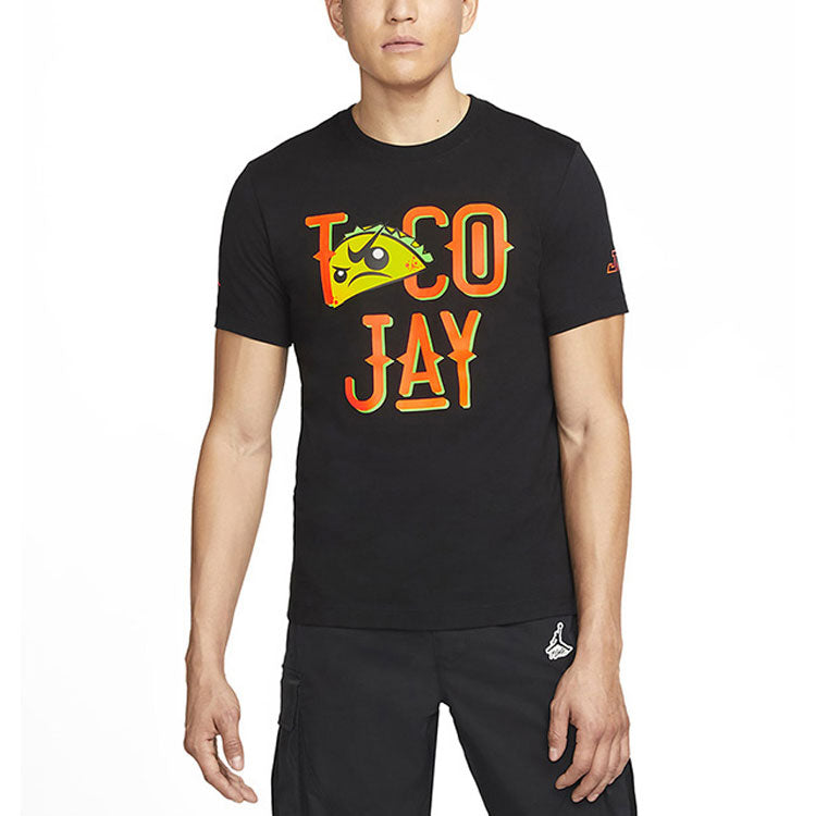 Men's Air Jordan Alphabet Printing Round Neck Short Sleeve Black T-Shirt DV5539-010