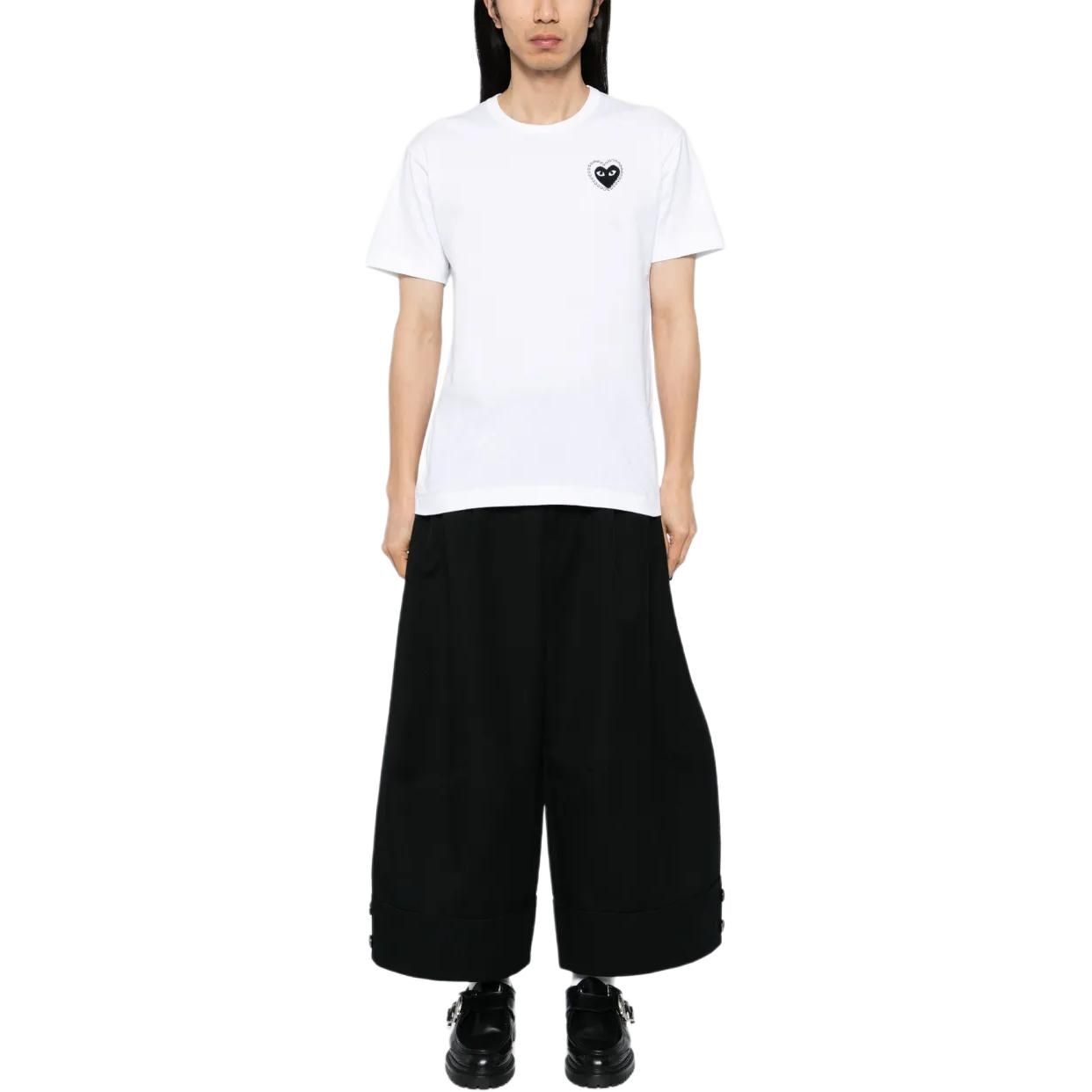 COMME des GARCONS PLAY SS25 Metalstone Heart T-Shirt 'White Black' AX-T802-051-1