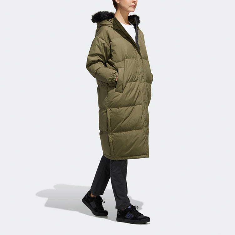 (WMNS) adidas FUR Long Down Jackets 'Green' EH3981