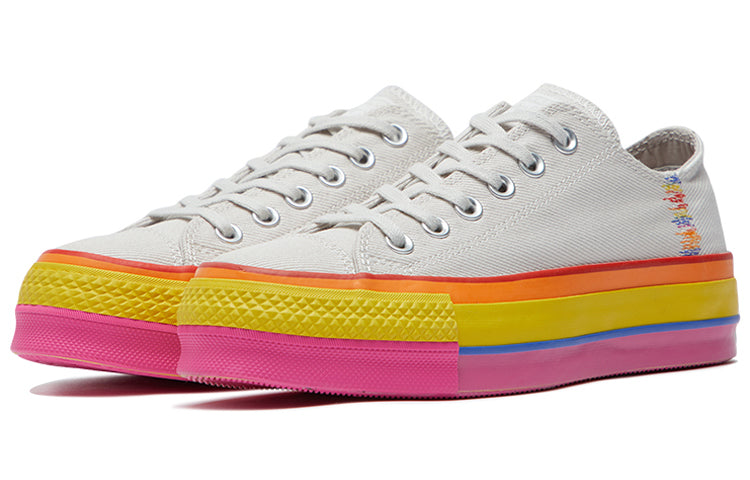 (WMNS) Converse Chuck Taylor All Star Lift Low 'Rainbow - Vintage White' 564992C