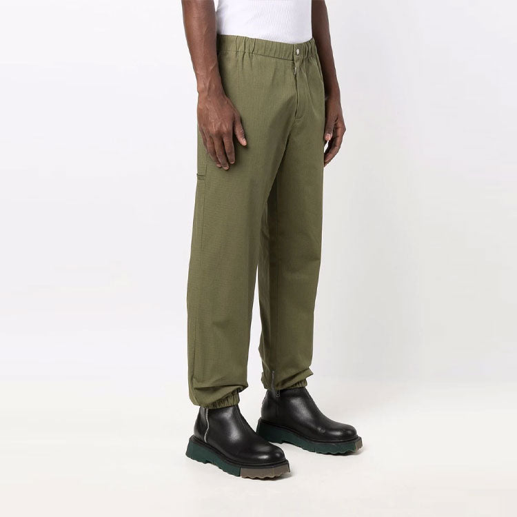 Men's Off-White FW21 Solid Color Bundle Feet Sports Pants/Trousers/Joggers Loose Fit Green OMCG029F21FAB0015555