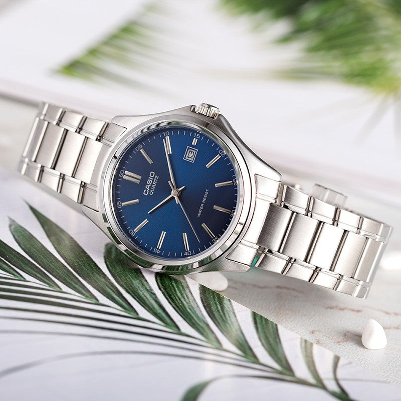 CASIO Waterproof Stainless Steel Strap Blue Dial Mens Blue Analog MTP-1183A-2A