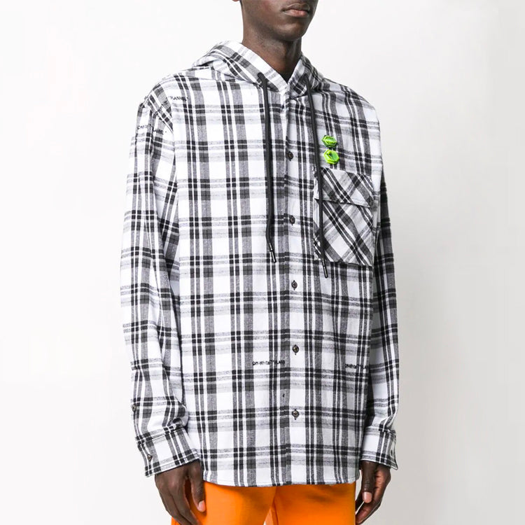 Off-White Stripe Hooded Long-sleeve Shirt Unisex White OMGA099R20G710010100