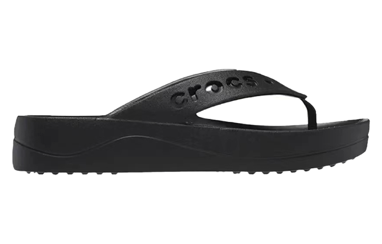(WMNS) Crocs Baya Platform Cut Out Detail Flip Flops 'Black' 208395-001
