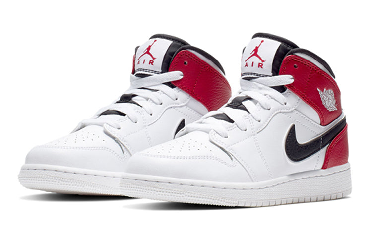 (GS) Air Jordan 1 Mid 'White Black Gym Red' 554725-116