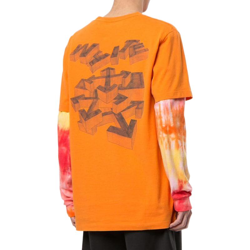 Off-White Geometry Arrow Logo Printing Round Neck Short Sleeve Orange OMAA027R201850101910