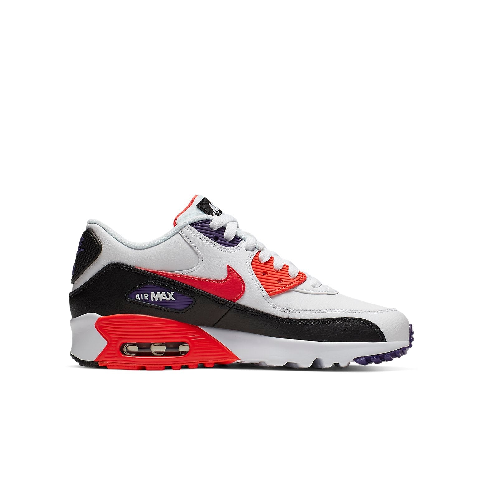 (GS) Nike Air Max 90 Leather 'White Bright Crimson' 833412-117
