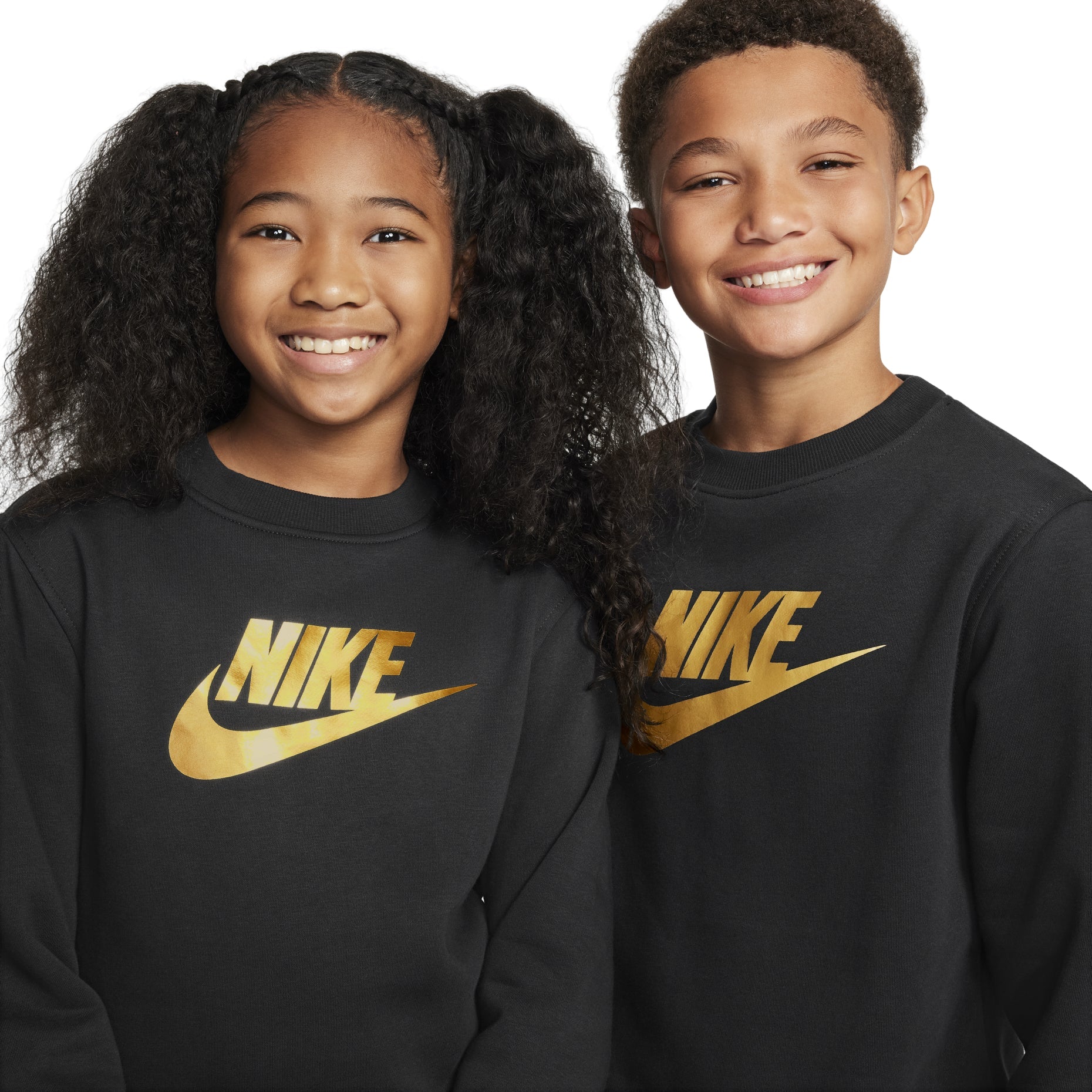 (GS) Nike Sportswear Club Fleece Crew Neck Sweatshirt 'Black Gold' HQ0975-010
