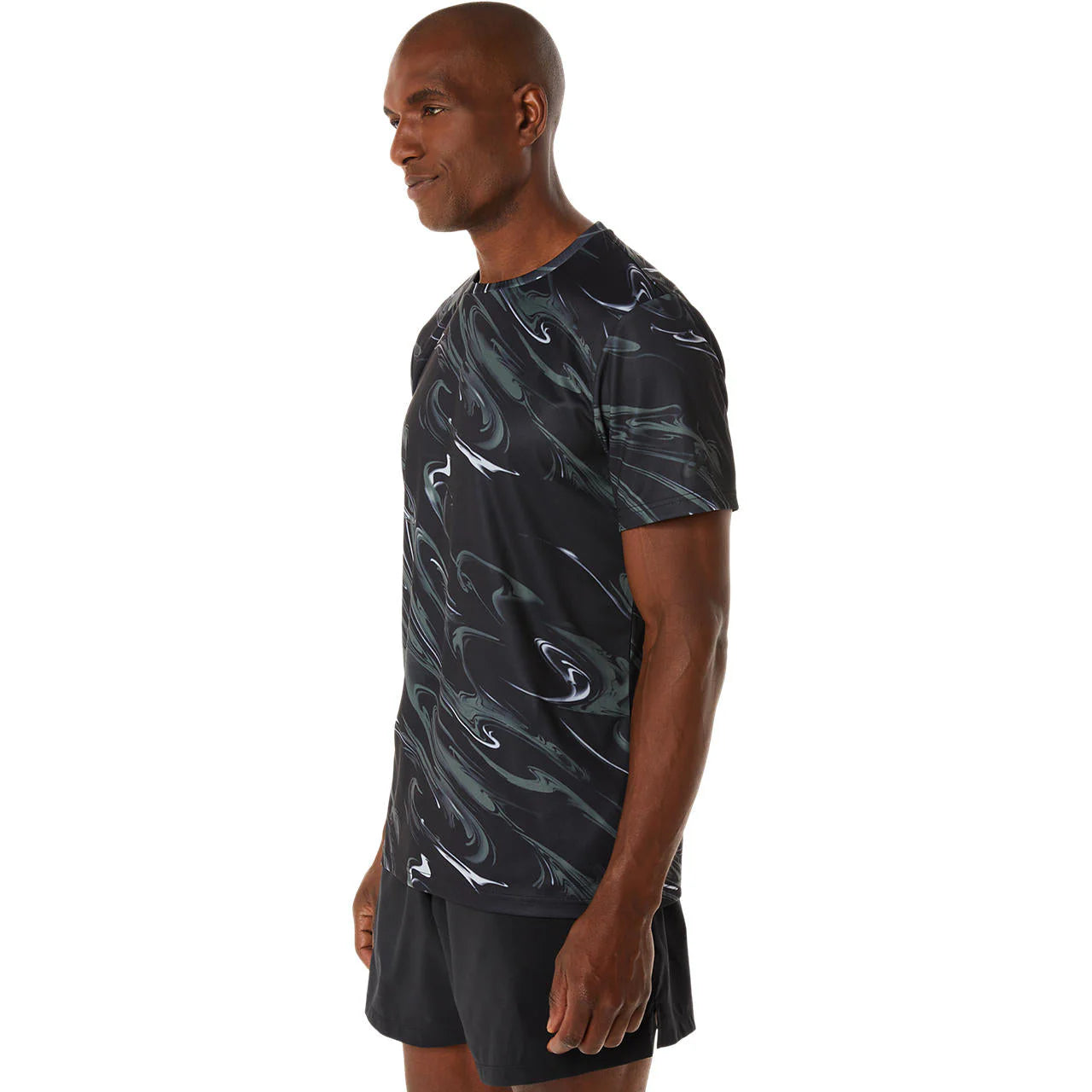 ASICS Suminagashi Motif Print Short Sleeve Top 'Black' 2031D775-001
