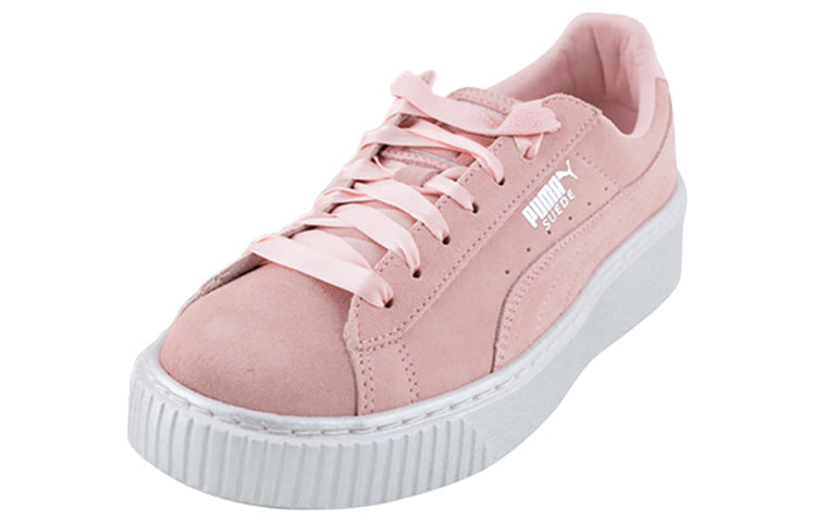 (WMNS) PUMA Suede Platform Satin Pink/White 366106-02