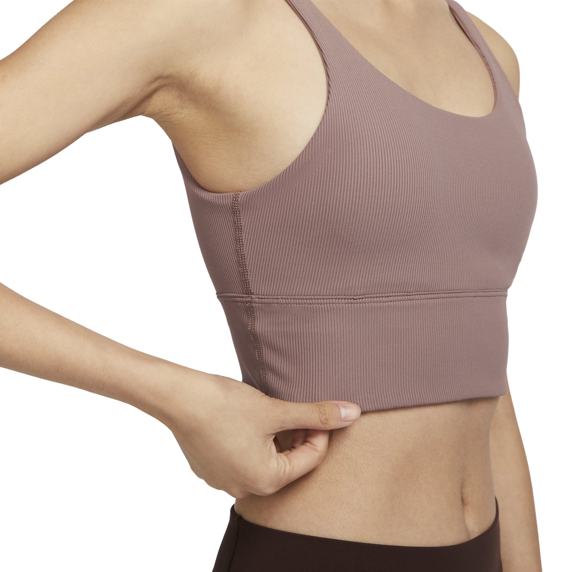 (WMNS) Nike Zenvy Rib Light-Support Padded Longline Sports Bra 'Smokey Mauve' FZ6508-208