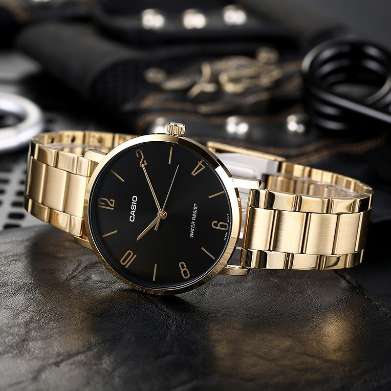 Casio Dress Classic Minimalistic Analog Watch 'Gold Black' MTP-VT01G-1B2