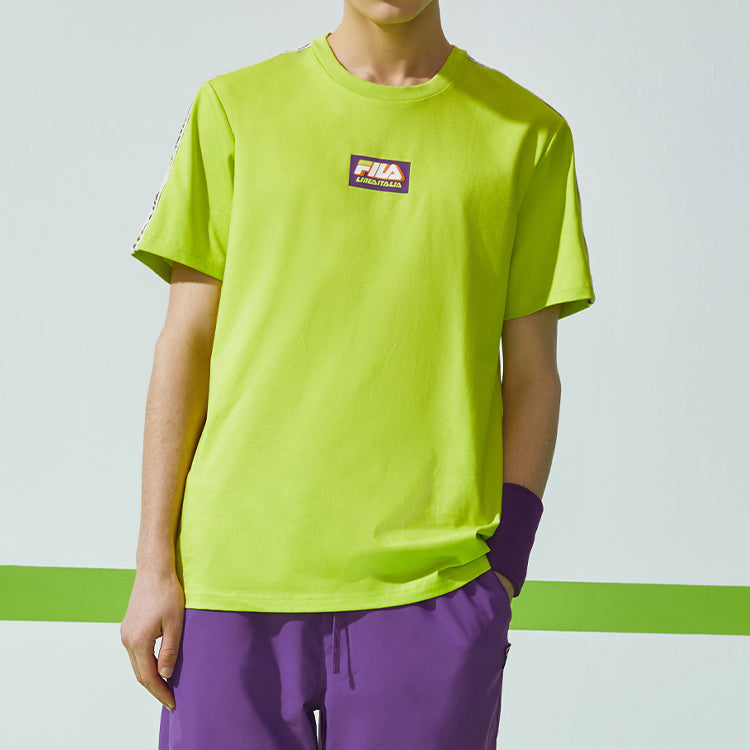 FILA FUSION Multi-Color Alphabet Shoulder Short Sleeve Fluorescence Yellow Green T11M026104F-LG