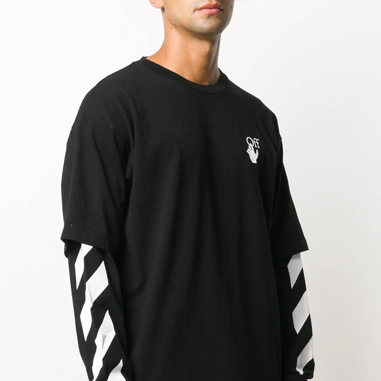 Off-White Fw20 Diagonal Stripe Layered Sleeve Swea OMAB022F20FAB0031001