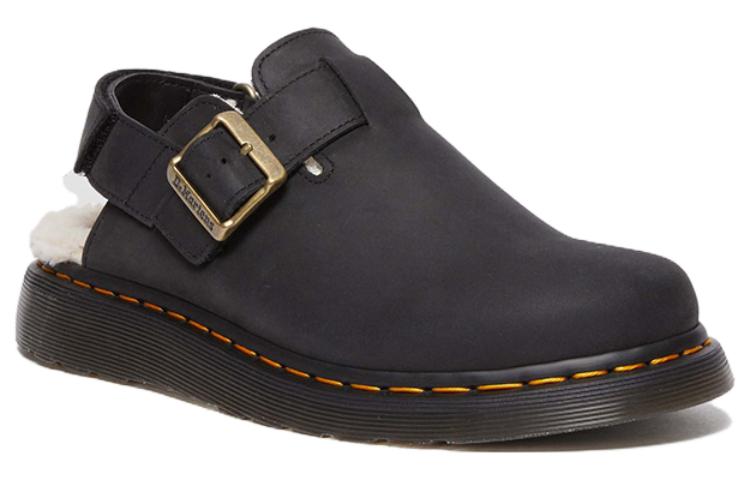 (WMNS) Dr.Martens Jorge II Faux Fur Lined Nubuck Slingback Mules 'Black' 31264001