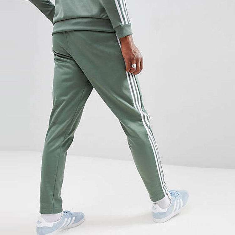 adidas originals Beckenbauer Tp Solid Color Stripe Straight Sports Pants Green DH5818