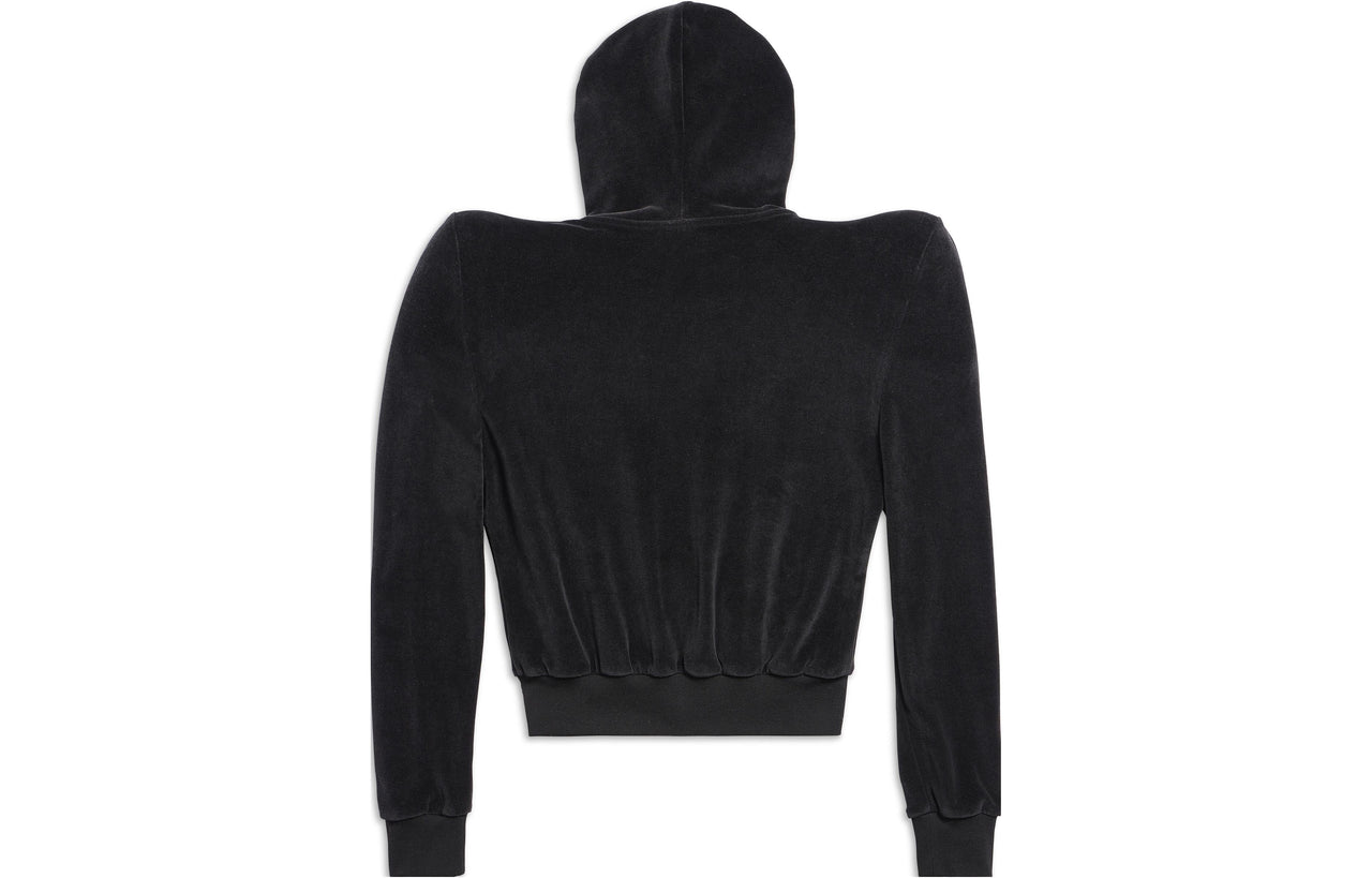 Balenciaga Round Shoulder Zip-up Hoodie 'Black' 767880TNV611000