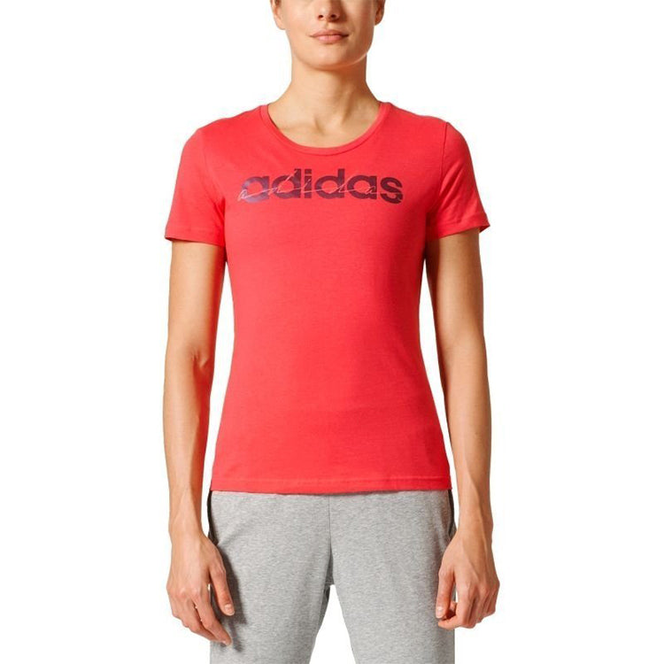 (WMNS) adidas SPECIAL LINEAR Sports Round Neck Short Sleeve Red BP8381