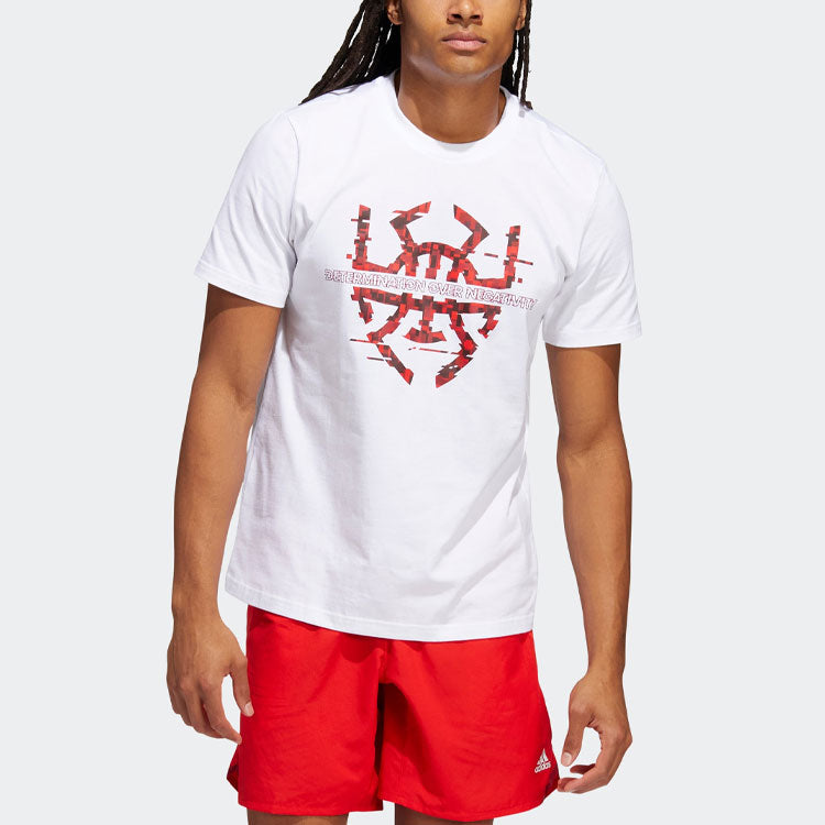 Men's adidas Basketball Series Spida Logo Printing Sports Short Sleeve White T-Shirt HG4418