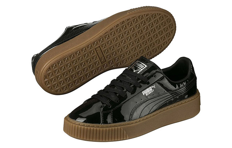 (WMNS) PUMA Basket Platform 'Black Patent' 363314-08