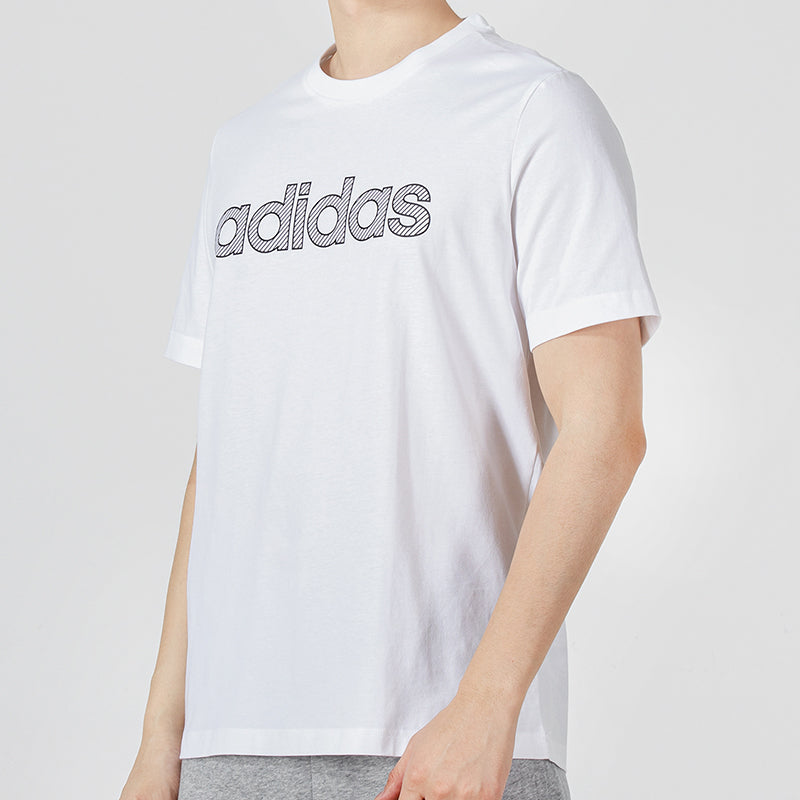 Men's adidas neo Athleisure Casual Sports Breathable Logo Solid Color Round Neck Short Sleeve White T-Shirt HD7069