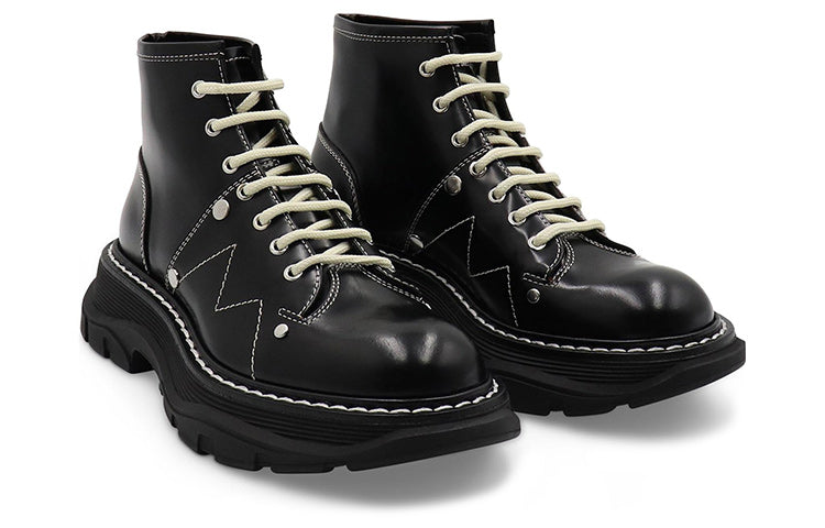 (WMNS) Alexander McQueen Tread Lace Up Boot 'Black Silver' 595469WHQSG1090