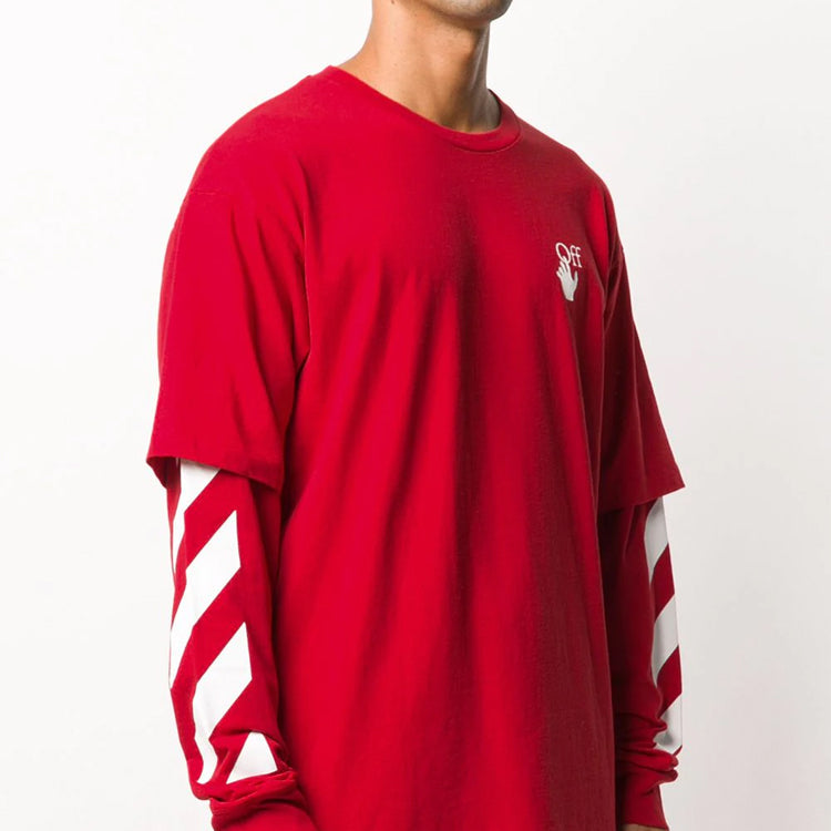 Off-White Fw20 Diagonal Stripe Layered Sleeve Swea OMAB022F20FAB0032501