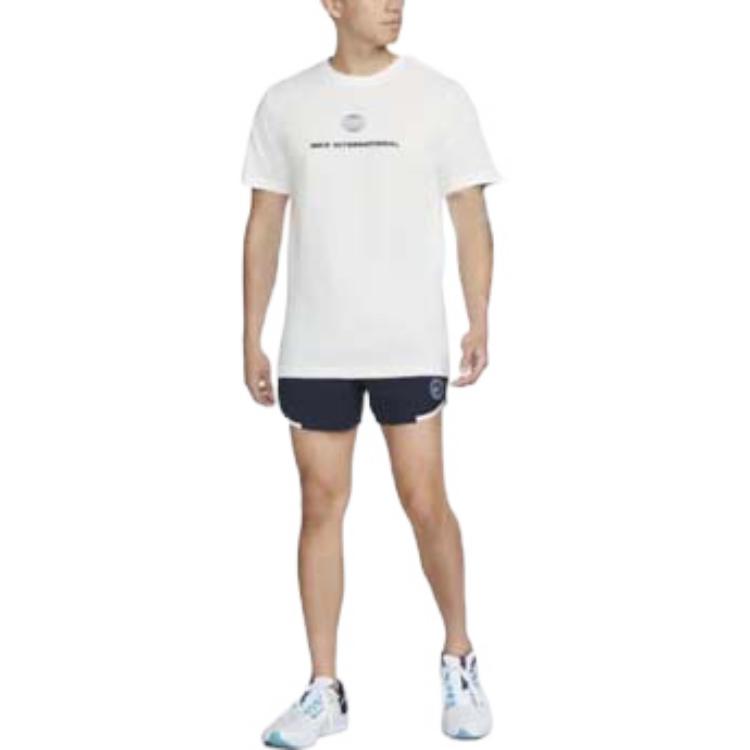 Men's Nike SS22 Logo Printing Elastic Waistband Lacing Knit Running Blue Shorts DM4740-475