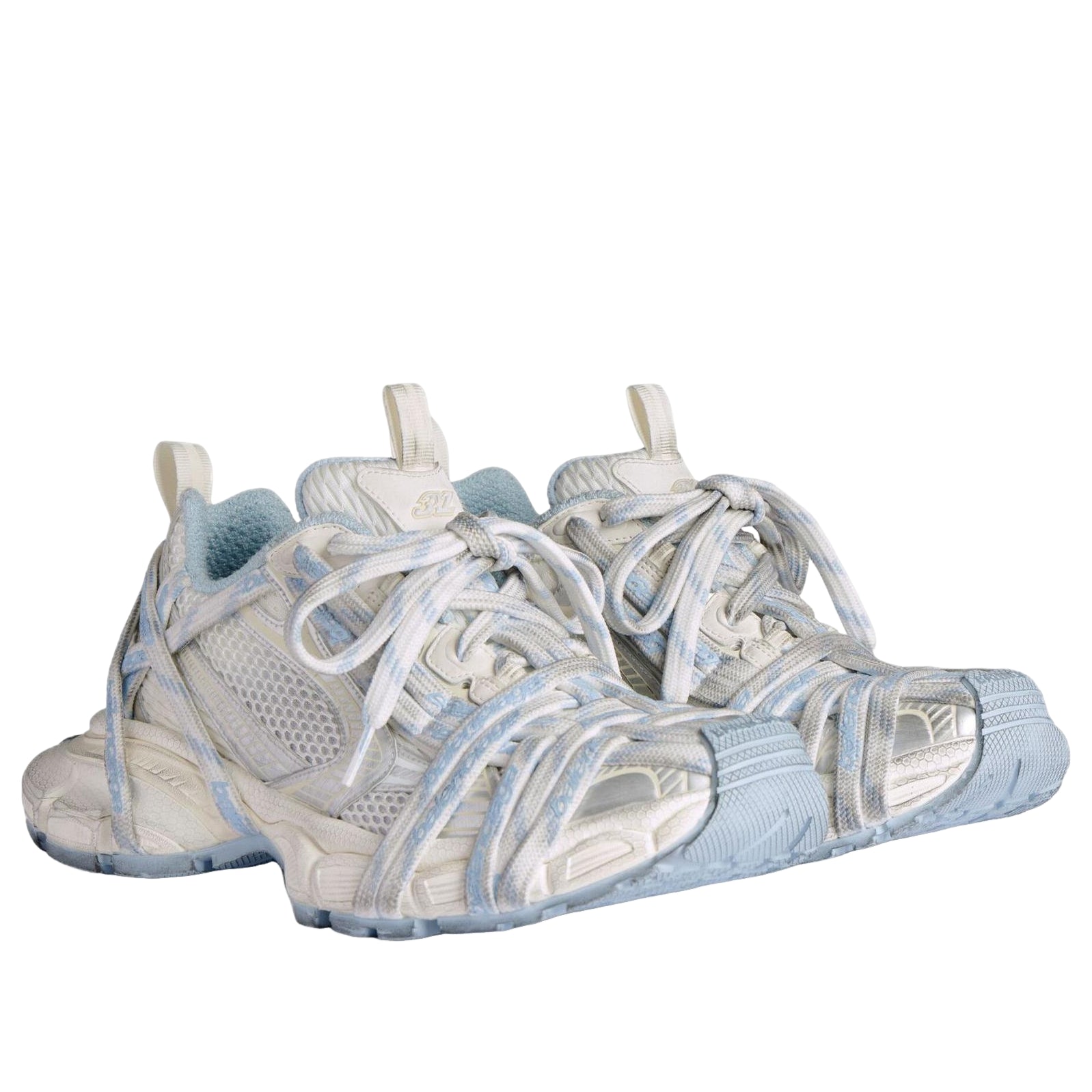 (WMNS) Balenciaga 3XL Extreme Laces Logo Sneaker 'White Off White Light Blue' 825598W3XHL9949